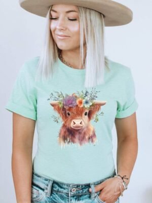 Cow With Flower T-shirt | Graphic Tee