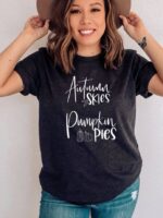 Autumn Skies And Pumpkin Pies T-shirt | Graphic Top