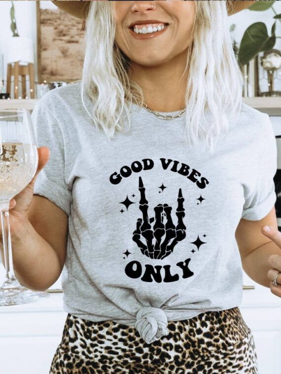 Good Vibes Only T-shirt | Skeleton Shirt