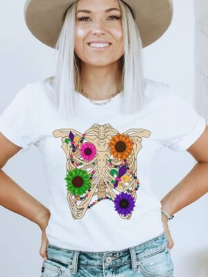 Floral Ribcage T-shirt | Graphic Tee