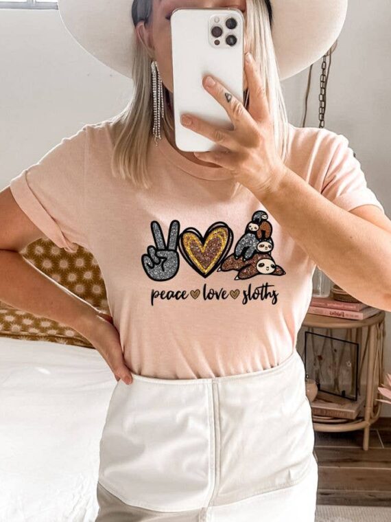 Peace Love Slothy T-shirt | Graphic Tee