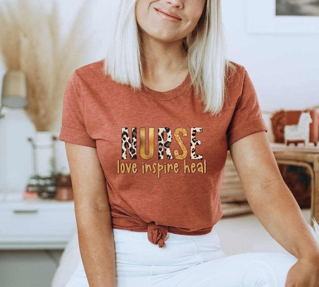 Nurse Inspire Love Heal T-shirt | Graphic Top