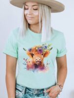 Cow With Flower T-shirt | Graphic Top