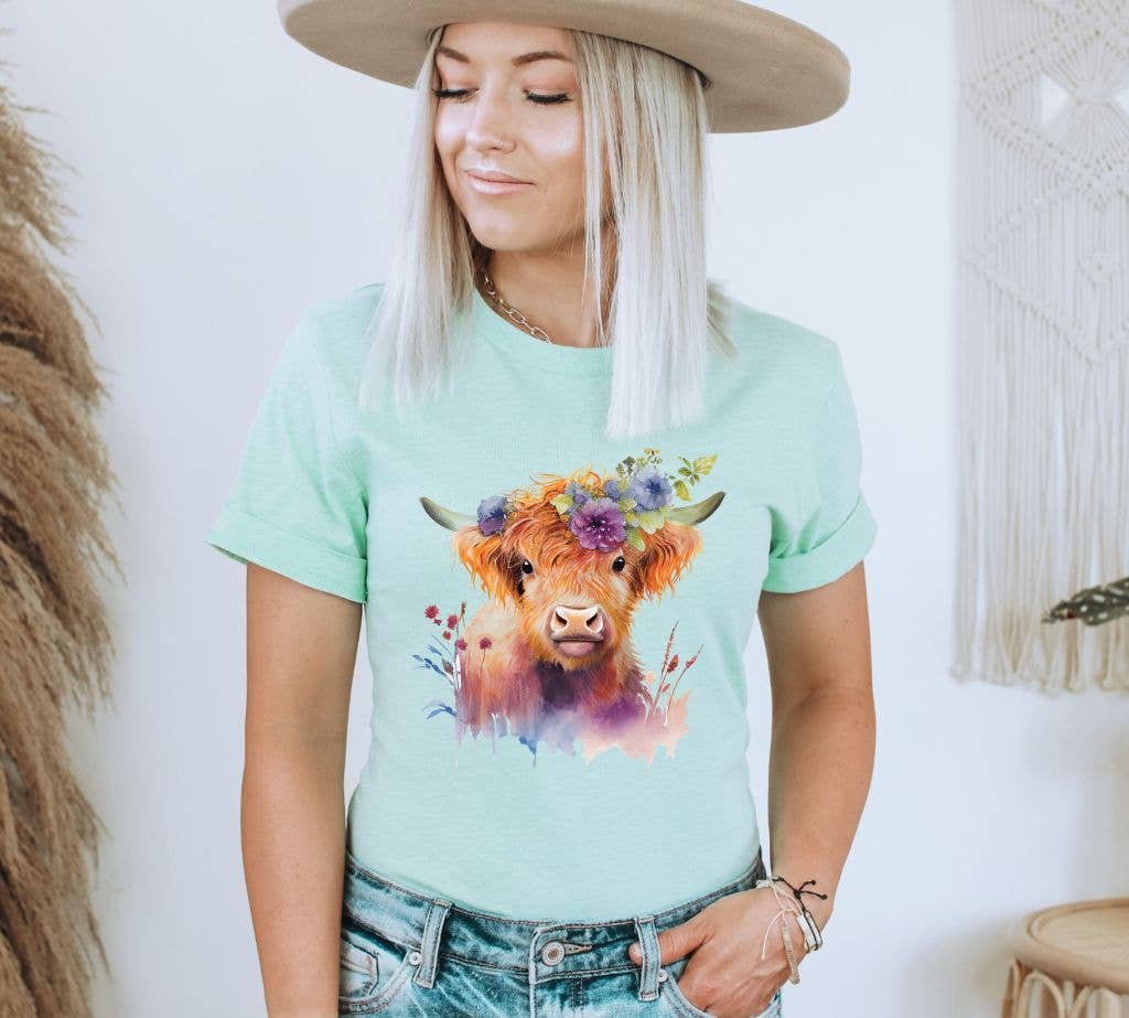 Cow With Flower T-shirt | Graphic Top