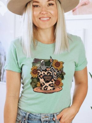 Coffee Spot Skeleton T-shirt | Graphic Top