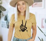Skeleton Peace Sign T-shirt | Women's Shirts