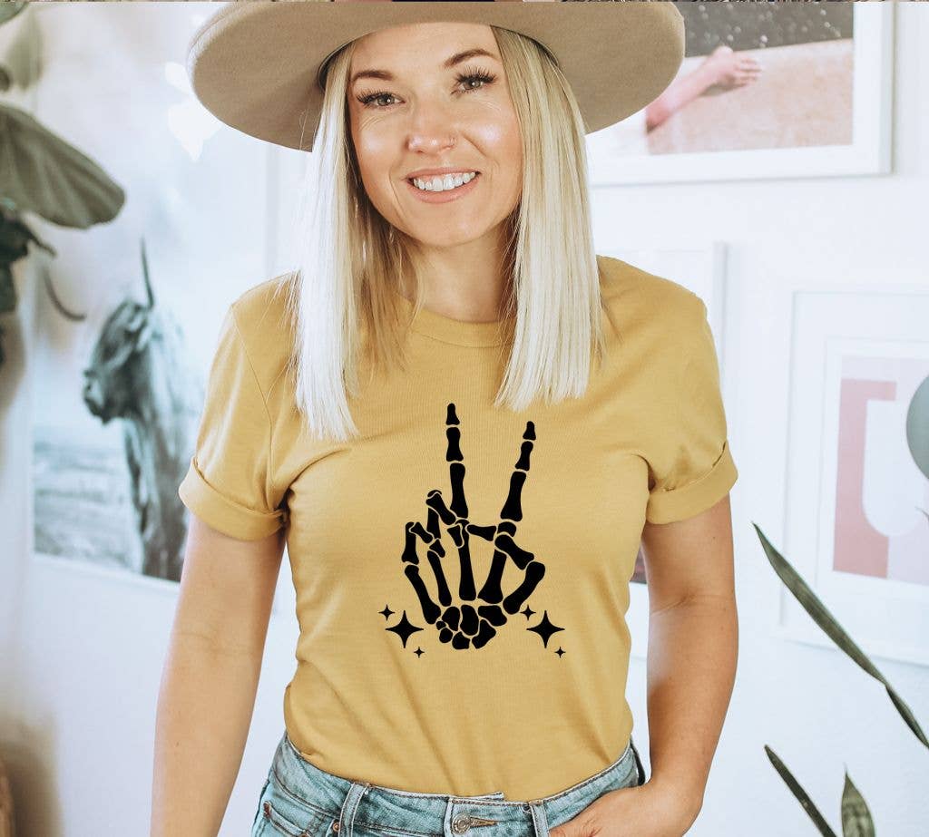 Skeleton Peace Sign T-shirt | Women's Shirts