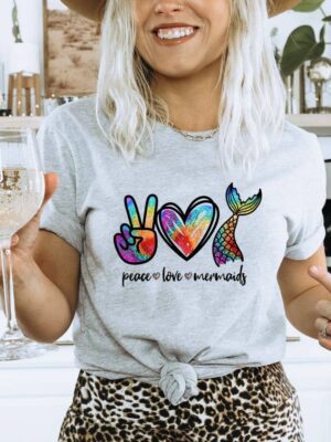 Peace Love Mermaid T-shirt | Graphic Tee