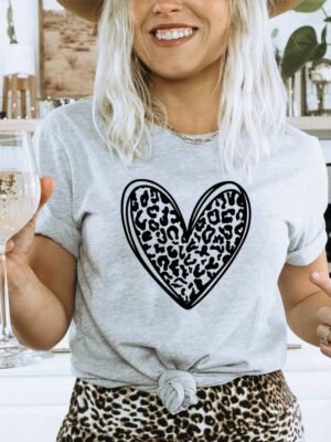 Leopard Heart T-shirt | Graphic Gift