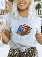 American Flag Lips T-shirt | Graphic Tee