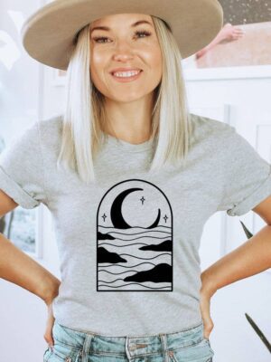 Mystical Moon Desert View T-shirt | Women's Top