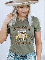 Coffee Gives Me Teacher Powers T-shirt | Women's Shirts