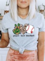 Peace Love Baseball T-shirt | Graphic Tee