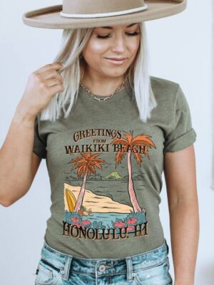 Greeting From Waikiki Beach Honolulu Hi T-shirt