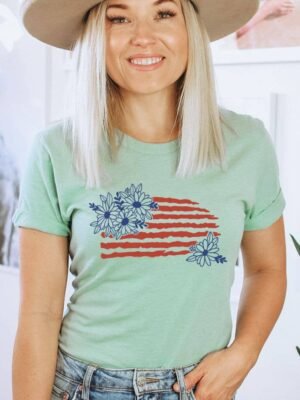 Floral USA Flag T-shirt | Graphic Tee