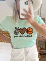 Peace Love Basketball T-shirt | Graphic Tee