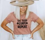Eat Sleep Gym Repeat T-shirt | Graphic Top