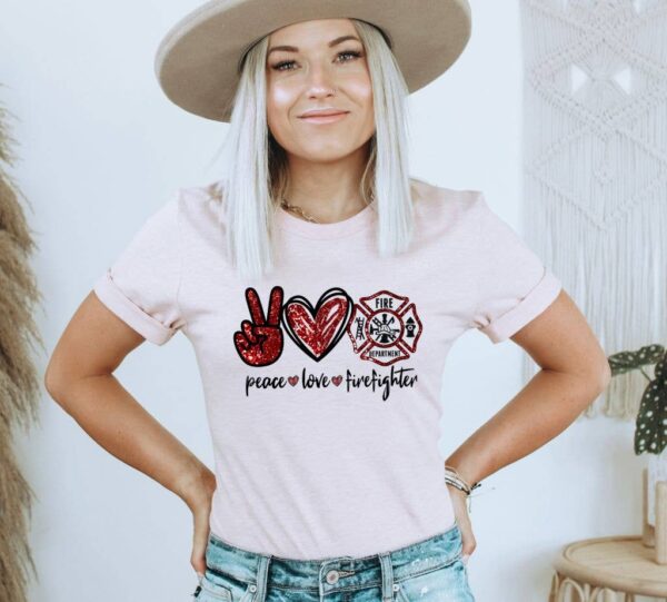 Peace Love Firefighter T-shirt | Graphic Tee