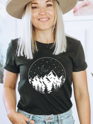 Mountain Moon Night T-Shirt | Graphic Shirt