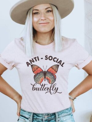 Anti Social Butterfly T-shirt | Graphic Top