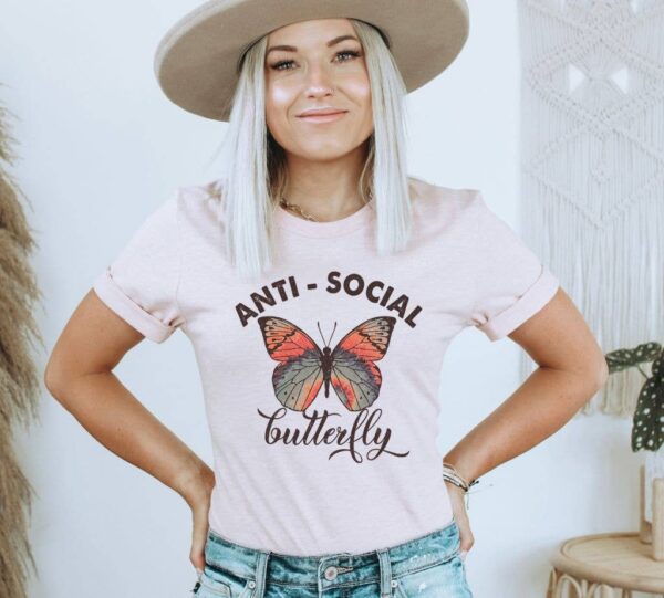 Anti Social Butterfly T-shirt | Graphic Top