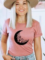 Floral Moon T-shirt | Graphic Top