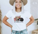 Cat Book And Coffee T-shirt | Graphic Tee