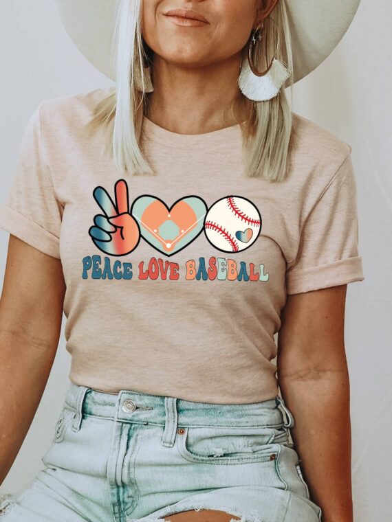 Peace Love Baseball T-shirt | Graphic Tee