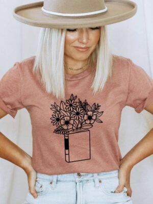 Floral Book T-shirt | Graphic Tee