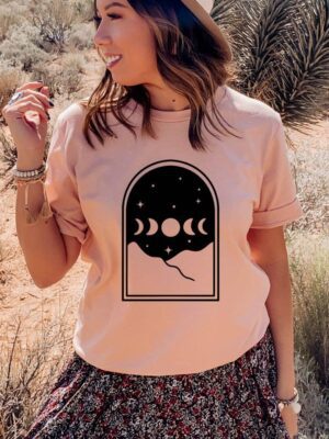 Mystical Sun And Moon Stars T-shirt| Women's Top