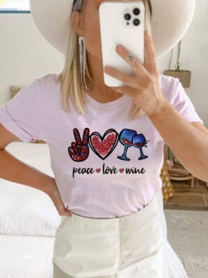 Peace Love Wine T-shirt | Graphic Tee