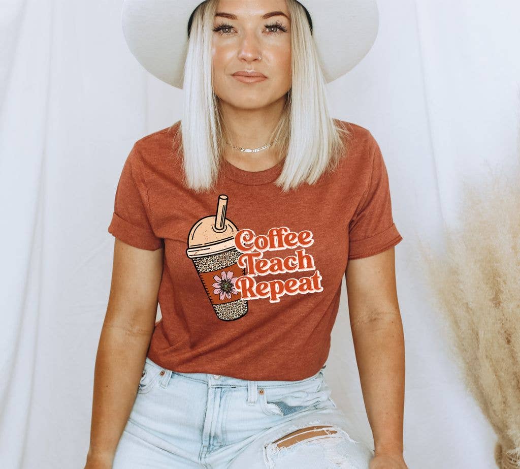 Coffee Teach Repeat T-shirt | Graphic Top